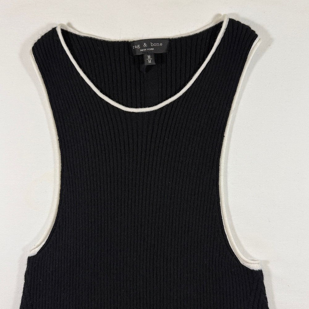 Rag & Bone Black Knit Tank with White Edges - Picture 2 of 6